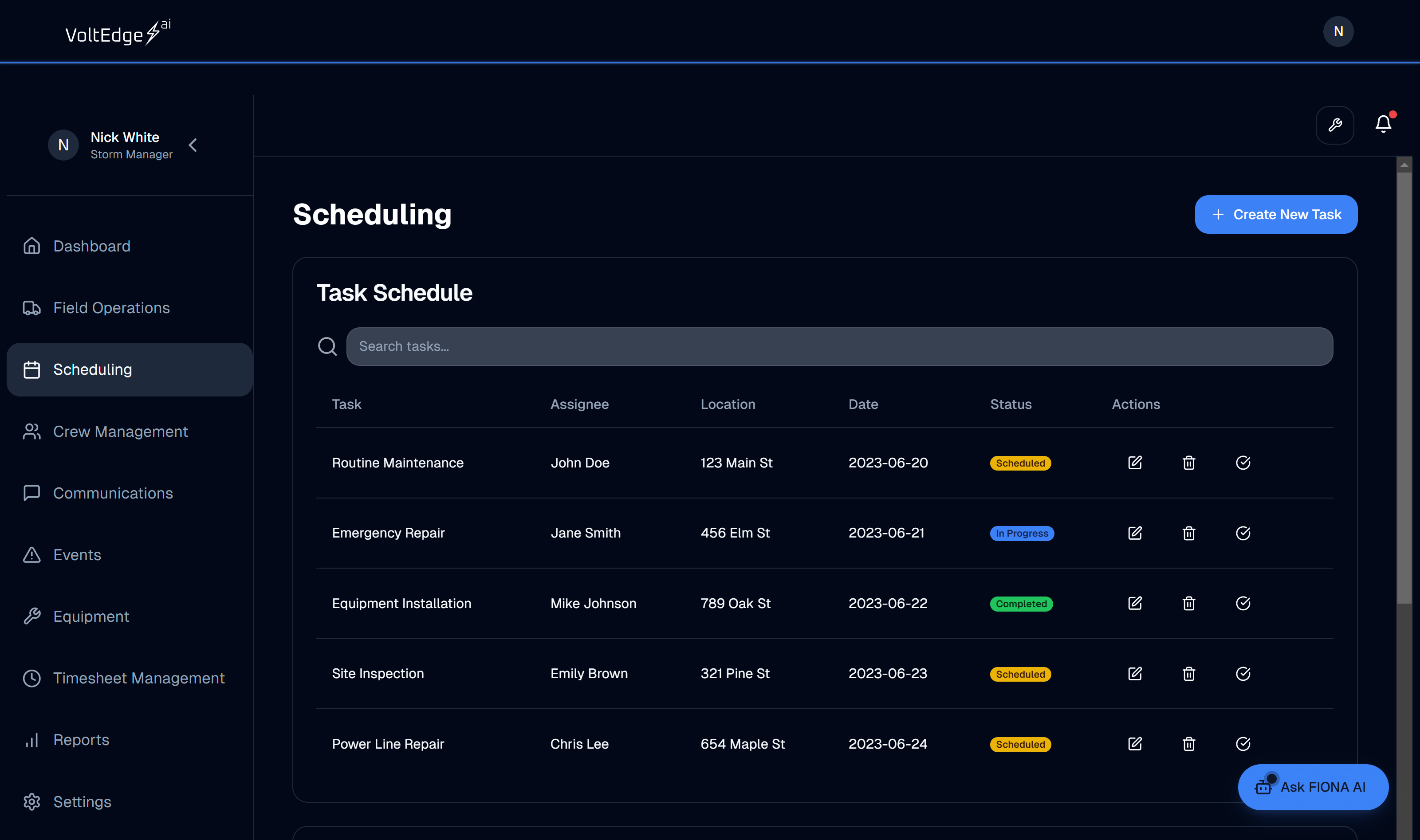 Dynamic Scheduling Dashboard